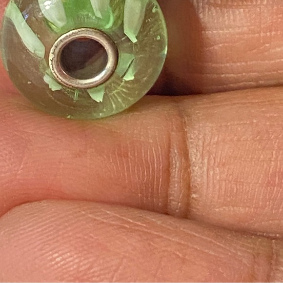 Trollbeads Green Dangle Light Green Stripe Bead Retired 2018 - Picture 3 of 6